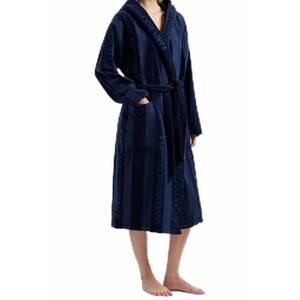 Emporio Armani Unisex Logo Stripe Soft Cotton Hooded Bath Robe Xxs Msrp :225$